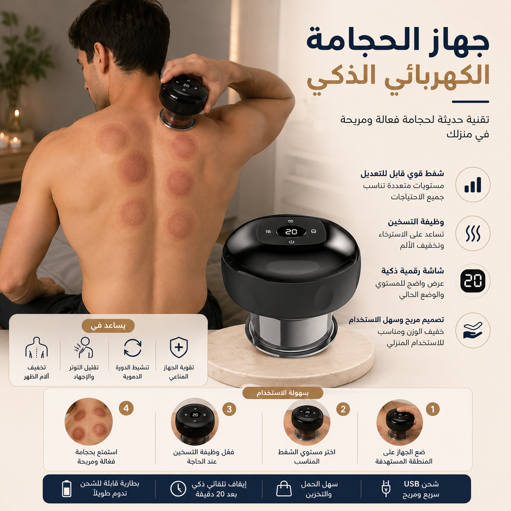 جهاز الحجامة والمساج الكهربائي الذكي