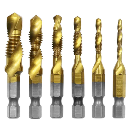 6-Piece M3–M10 Titanium-Coated Drill and Tap Bit Set