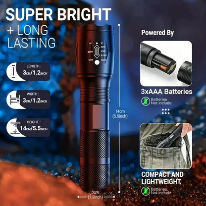 2-Pack Adjustable Zoom LED Flashlights