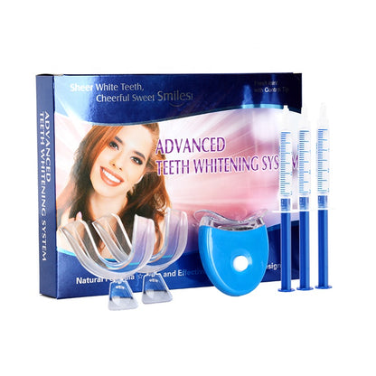 LED Teeth Whitening Home Kit with Gel Syringes and Mouth Trays