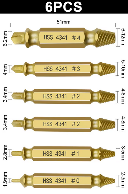 6PCS HSS Screw Extractor & Broken Bolt Remover Set
