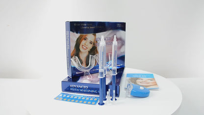 LED Teeth Whitening Home Kit with Gel Syringes and Mouth Trays